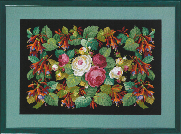 Embroidery Kit Roses/Fuchsia 52x35 cm / 20.47x13.78 in