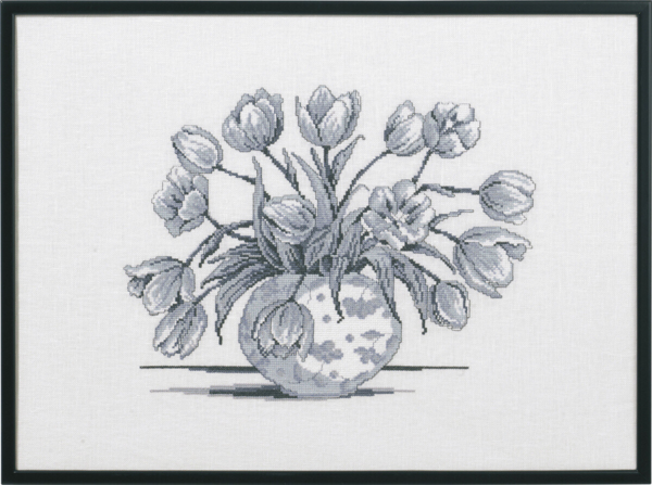 Embroidery Kit Gray tulips R5632 58 x 42 cm / 22.83 x 16.54 in