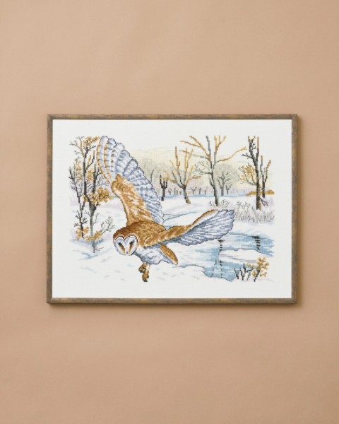 Embroidery Kit Barn Owl 30 x 40 cm / 12 x 16 in