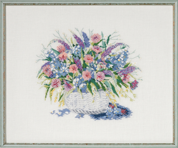 Embroidery Kit Basket w/ Flowers II 48x40 cm / 19x16 in