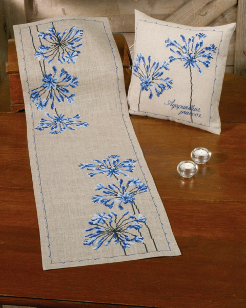 Embroidery Kit Agapanthus 37 x 127 cm / 14.57 x 50 in