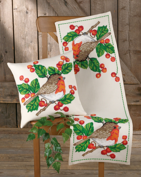 Embroidery Kit Robin 40x40 cm / 16x16 in