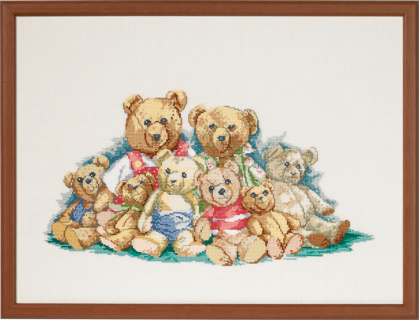 Embroidery Kit Teddy Bear Family 54 x 40 cm / 21.26 x 15.75 in