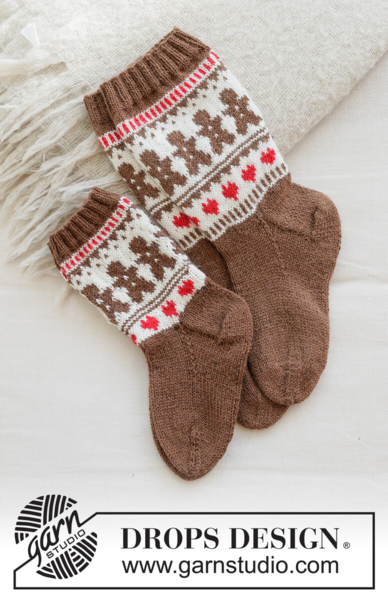 50-3 Gingerbread Love Socks by DROPS Design