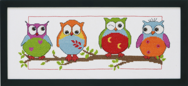 Embroidery Kit Owls R5496 36 x 15 cm / 14 x 6 in