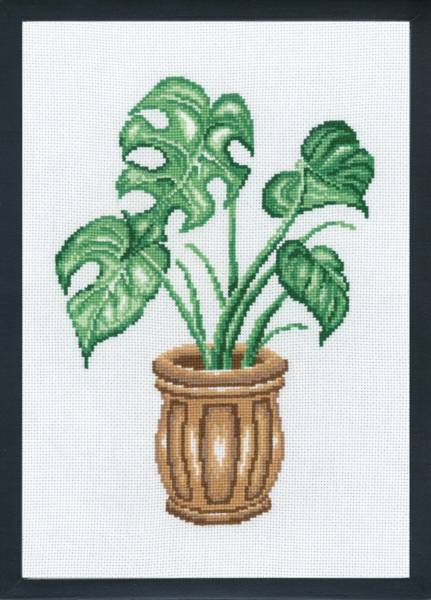 Embroidery Kit Monstera R5601 20 x 29 cm / 7.87 x 11.42 in