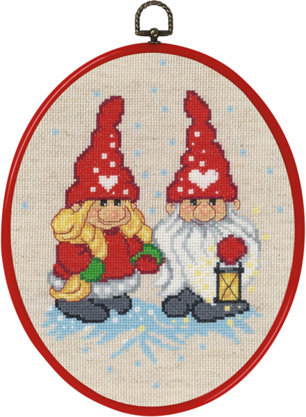 Embroidery Kit Pair of Elves / Lantern 20 x 26 cm / 8 x 10 in