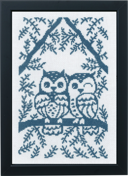 Embroidery Kit Owls 29 x 20 cm / 11.42 x 7.87 in