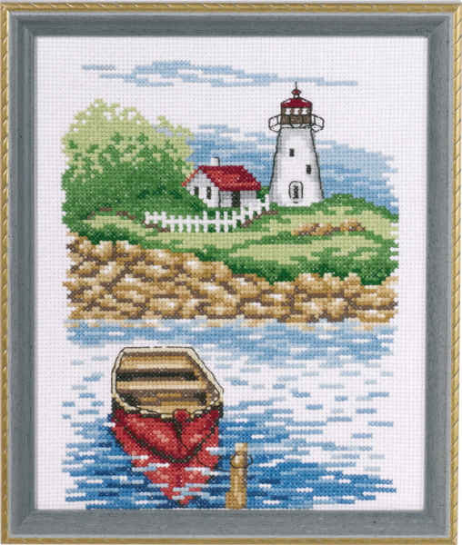 Embroidery Kit Lighthouse & Dinghy 17 x 21 cm / 6.69 x 8.27 in