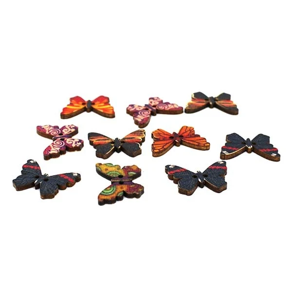 HobbyArts Wooden Butterfly Buttons - 10 pieces
