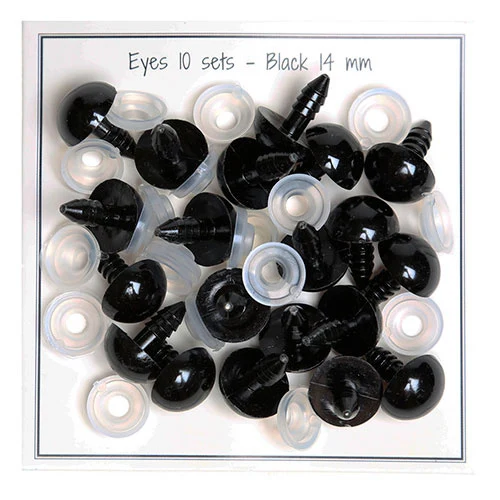 14mm Black Safety Eyes/Plastic Eyes - 20 Pairs