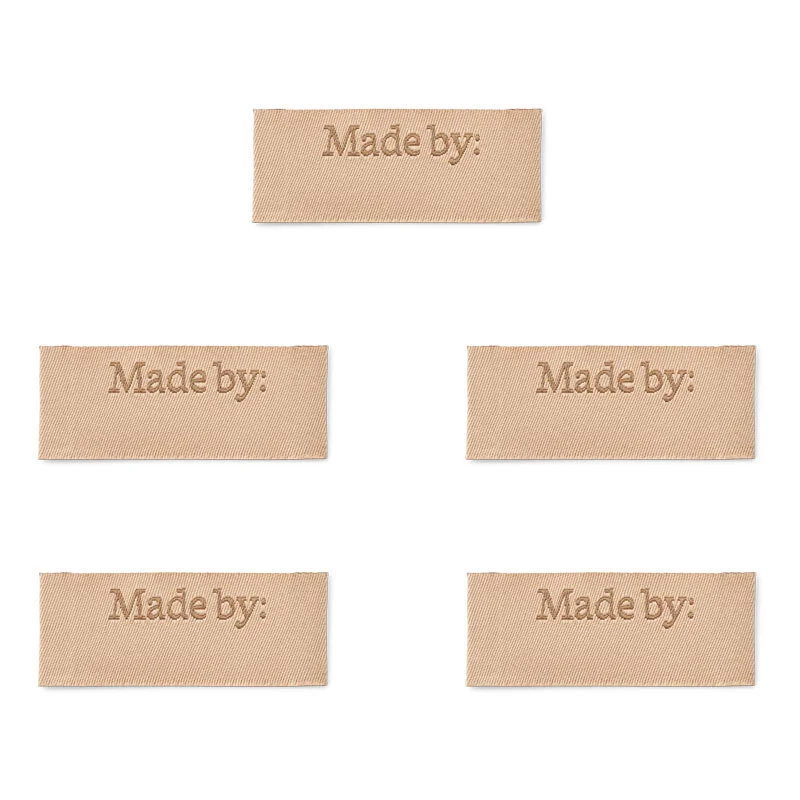 LindeHobby Labels Made By (6 cm x 2 cm), Natural, 5 pcs
