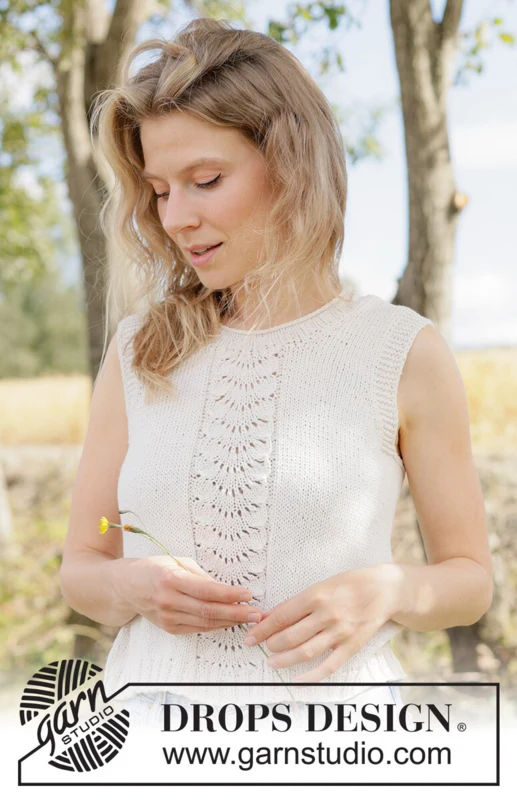 266-14 Summer Fan Top by DROPS Design