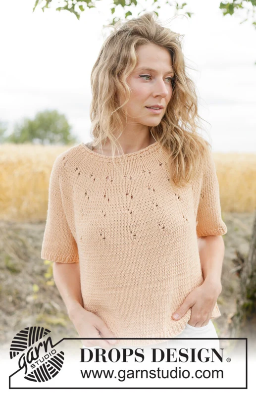 268-22 Peach Whisper Top by DROPS Design