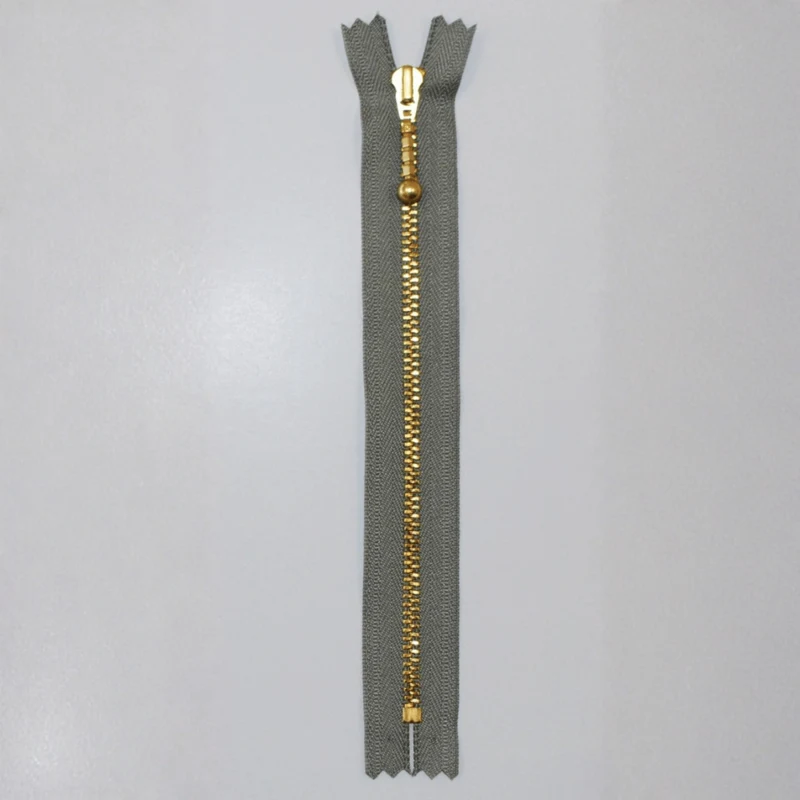 YKK Fixed Zipper, Brass, 4 mm 135 Medium grey