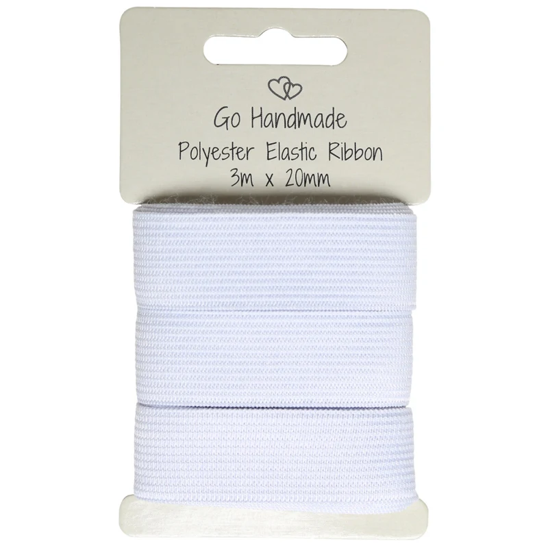 Go Handmade Elastic Band: 3 m x 20 mm, White