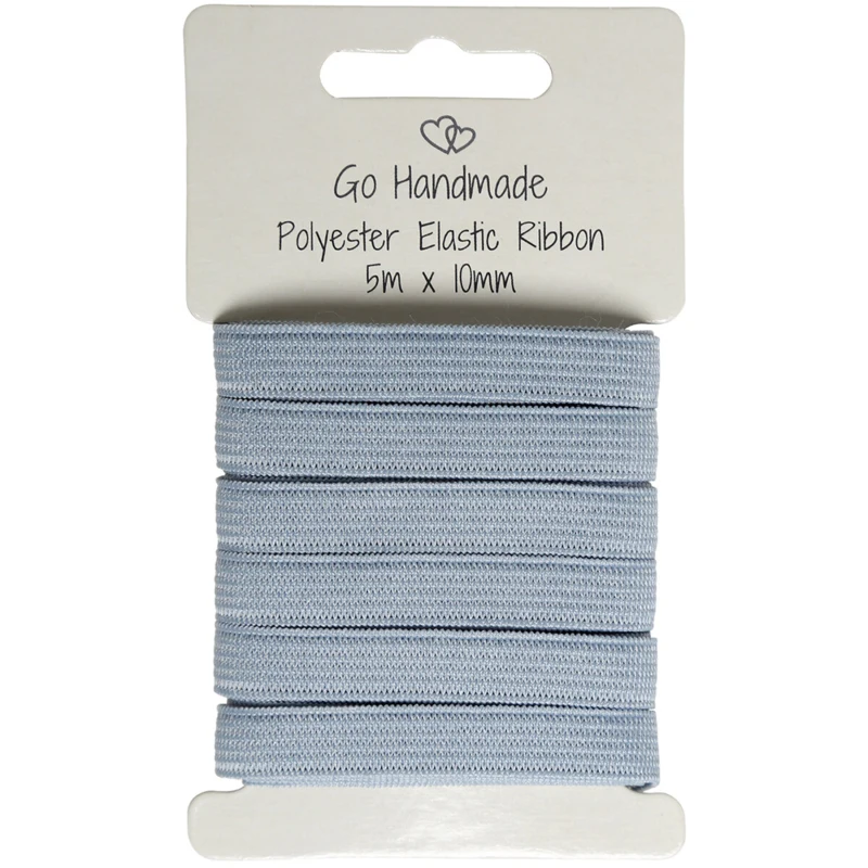 Go Handmade Elastic Band: 5 m x 10 mm, Grey/blue