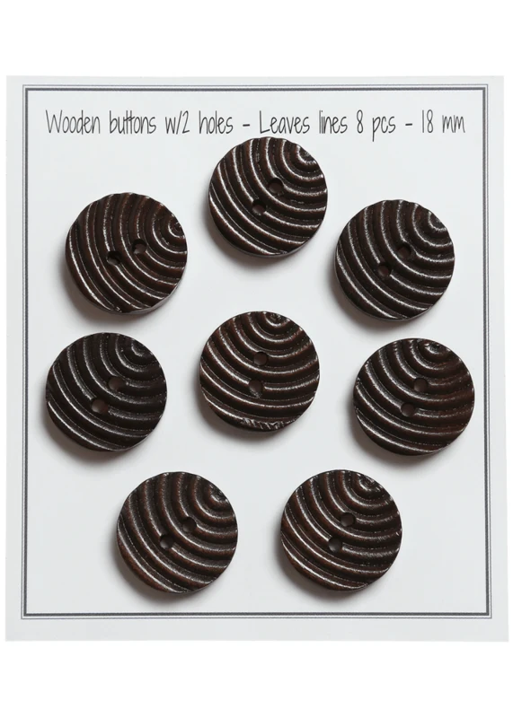 Go Handmade Wooden Buttons Leaves Lines (8 pcs)
