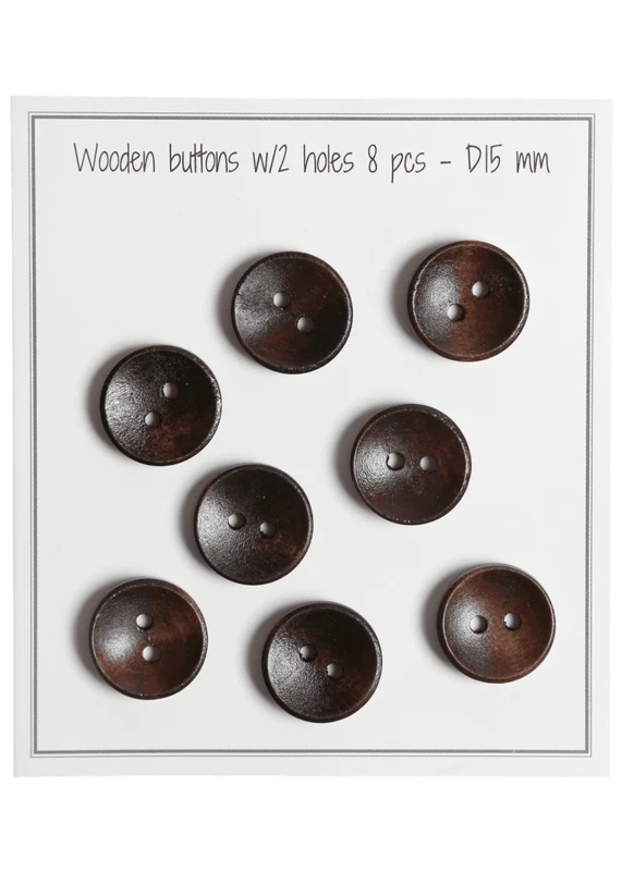 Go Handmade Deep Wooden Buttons, Dark: 15 mm