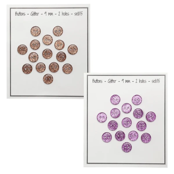Go Handmade Glitter Buttons 9 mm