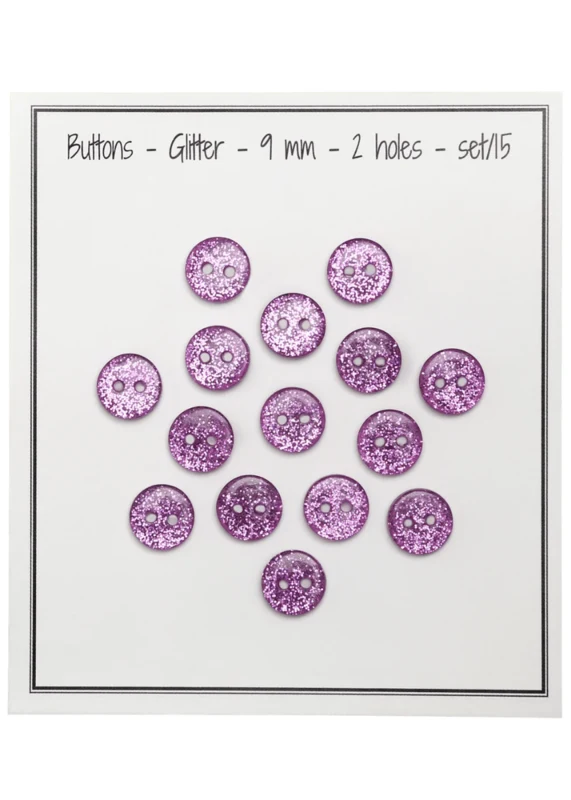 Go Handmade Glitter Buttons 9 mm Pink