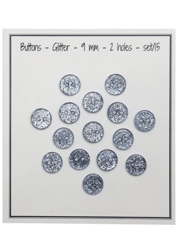 Go Handmade Glitter Buttons 9 mm Blue