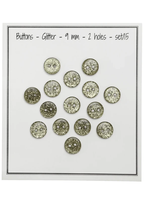 Go Handmade Glitter Buttons 9 mm Green