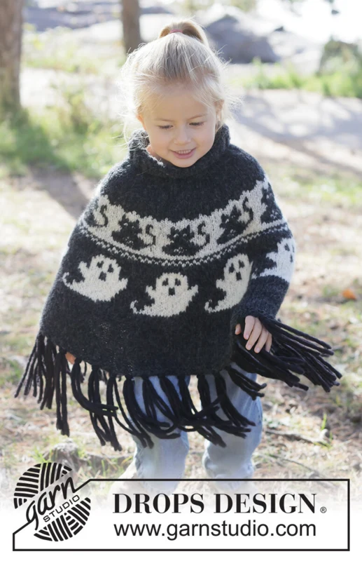 50-37 Spooky Season Poncho by DROPS Design — 2