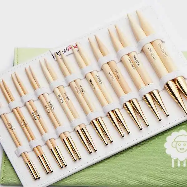 KnitPro Bamboo Interchangeable Circular Needle Set Deluxe 10 sizes (3.00-10.00 mm)