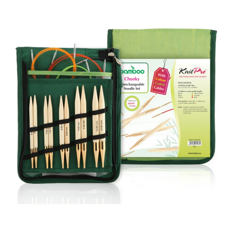 KnitPro Bamboo Interchangeable Circular Needle Set XL 5 sizes