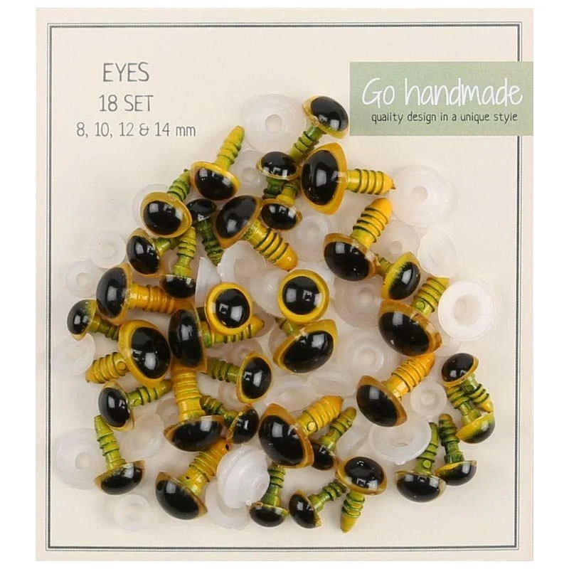 Go Handmade Safety Eyes Yellow / Black (18 pairs)