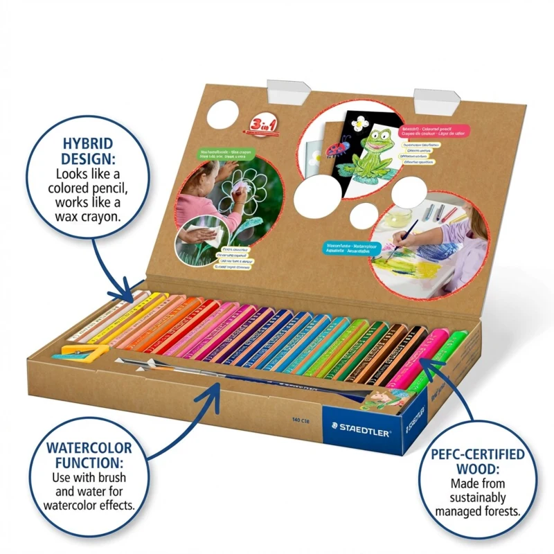 STAEDTLER Buddy 3-in-1 Colour Pencils, 18 pcs – Main