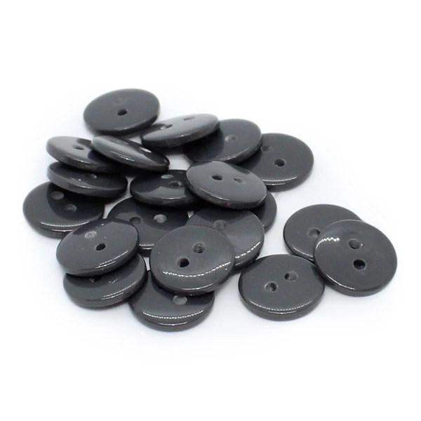 HobbyArts Round Plastic Buttons Dark Gray, 20 pcs