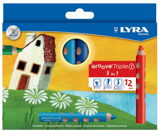 Lyra Groove Triple Coloured Pencils, 12 pcs