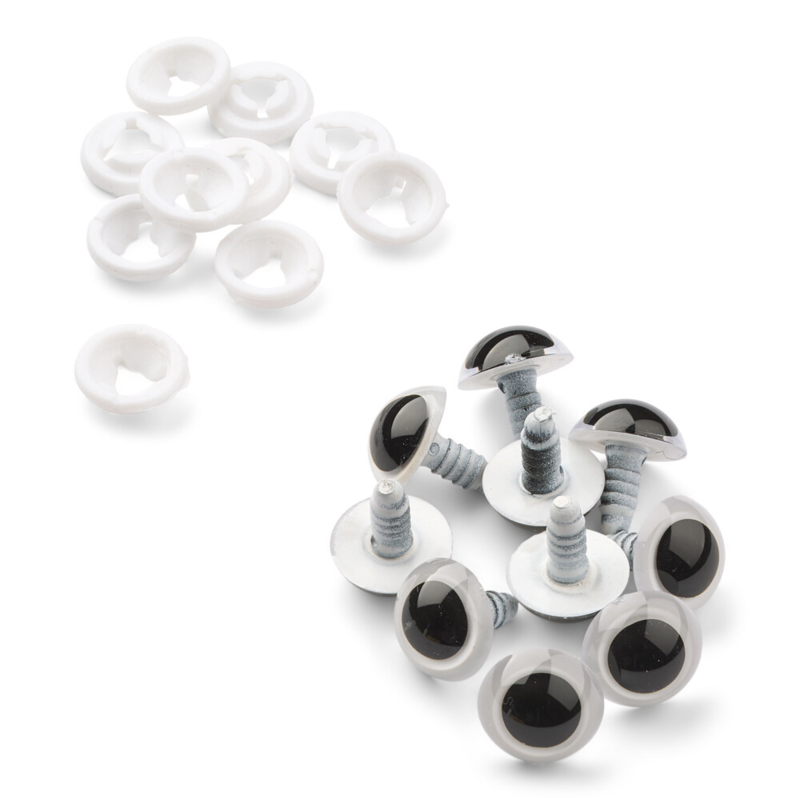 HobbyArts Teddy Bear Eyes with Lock, White, 5 Pairs 16 mm