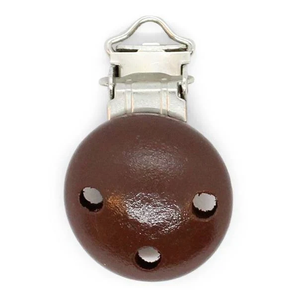 HobbyArts Wooden Clip, Round, with Holes, 1 pc. Brown