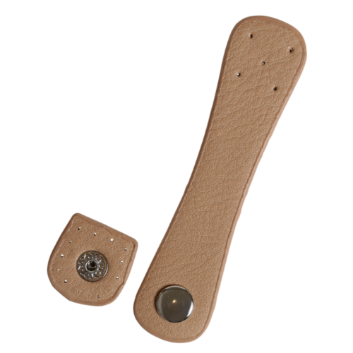Go Handmade Bag Strap with Silver Snap Button 2x11 cm Apricot/Silver
