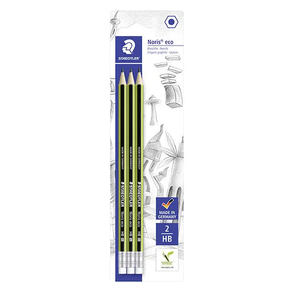 STAEDTLER Noris Eco Pencils with Erasers, 3 pcs