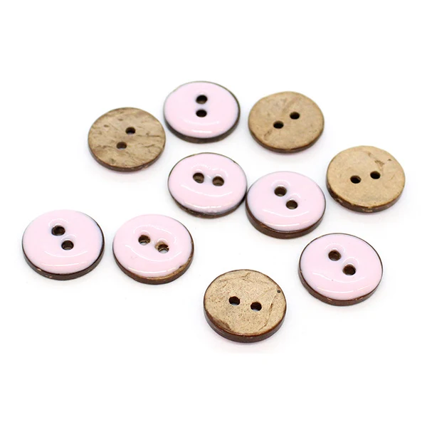 HobbyArts Glazed Coconut buttons Pink 15 mm, 10 pcs