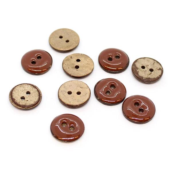 HobbyArt Glazed Coconut Buttons Rust 15 mm, 10 pcs