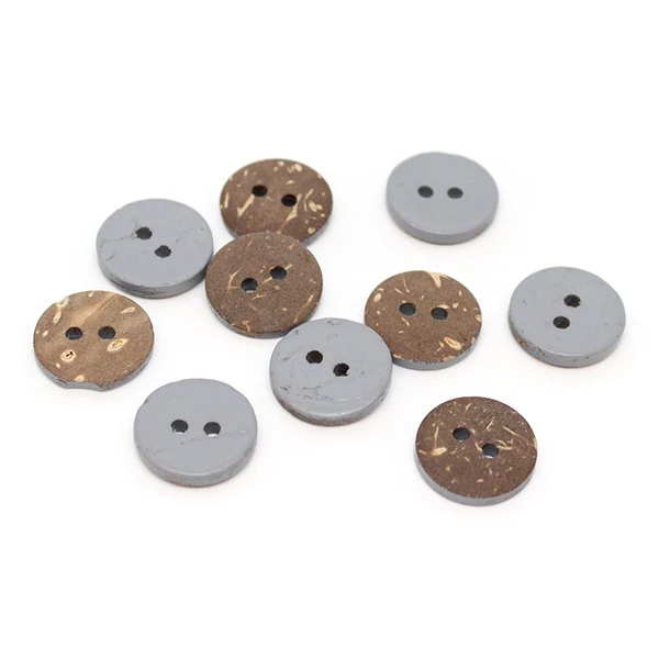 HobbyArts Coloured Coconut buttons Grey 15 mm, 10 pcs