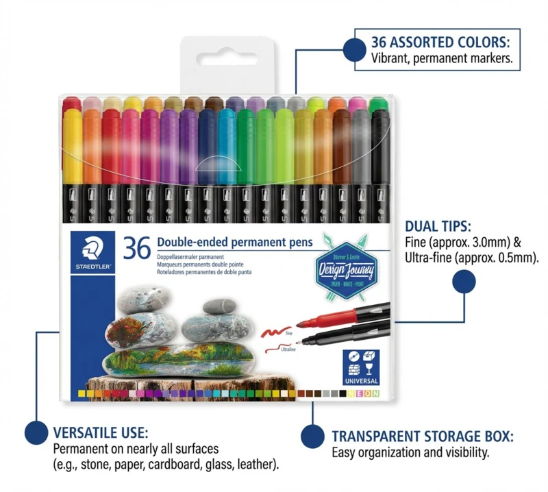 STAEDTLER Double-ended Permanent Pens, 36 pcs – TB36