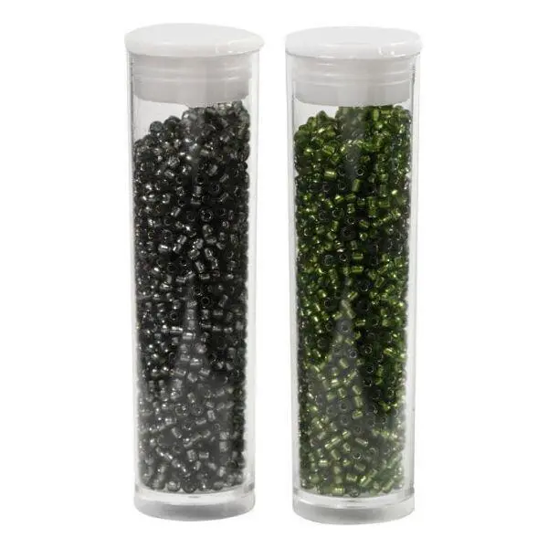 Rocaille Seed Beads, 2x7 g Grass green/grey green