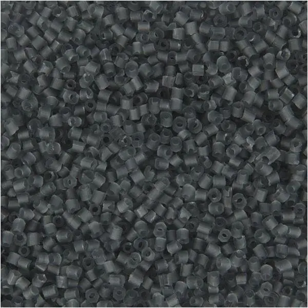 Glass tube beads 1,7 mm Transparent grey