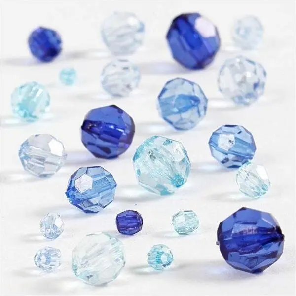 Facetted Bead Mix, 4-12 mm Blue
