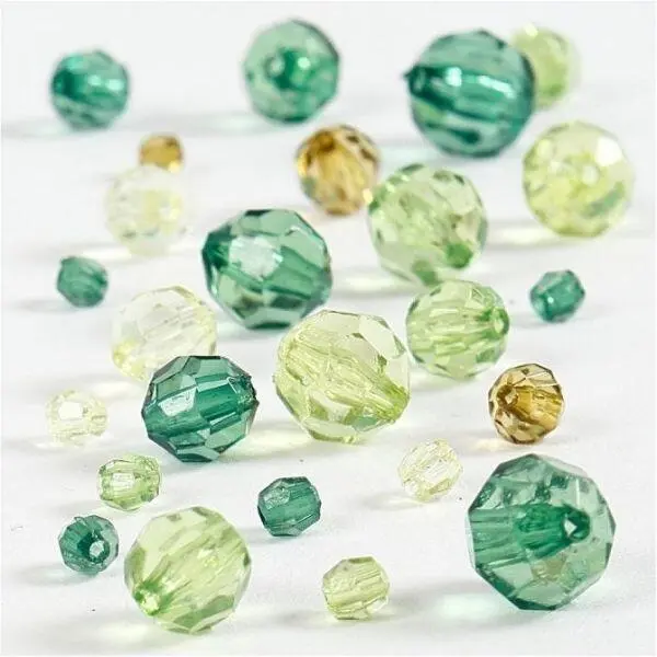 Facetted Bead Mix, 4-12 mm Green