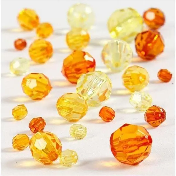 Facetted Bead Mix, 4-12 mm Yellow