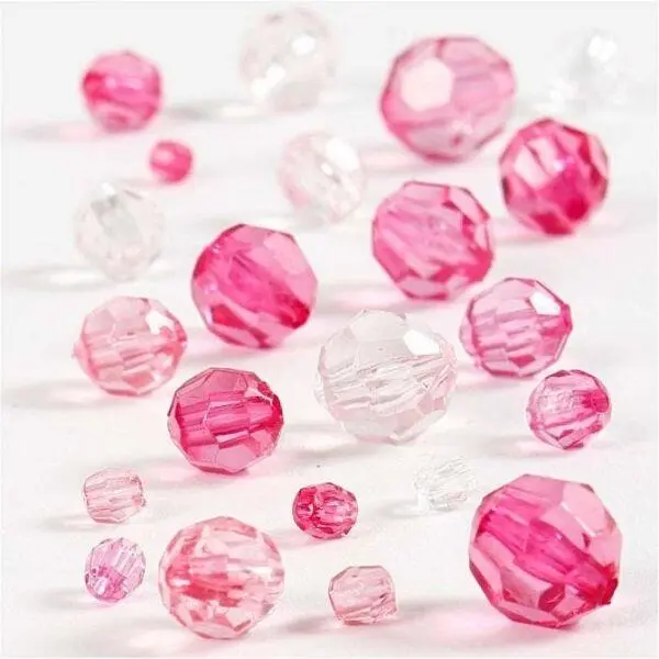 Facetted Bead Mix, 4-12 mm Pink