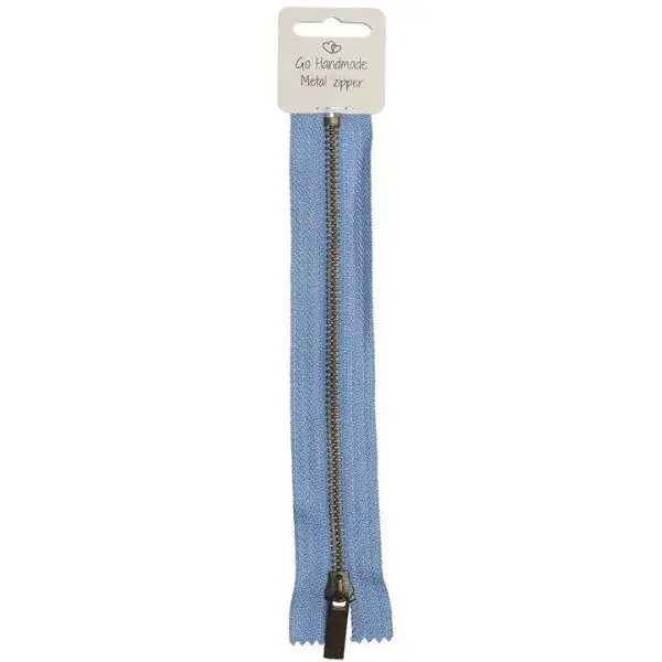 Go Handmade Zipper Metal Blue 20 cm, Bronze