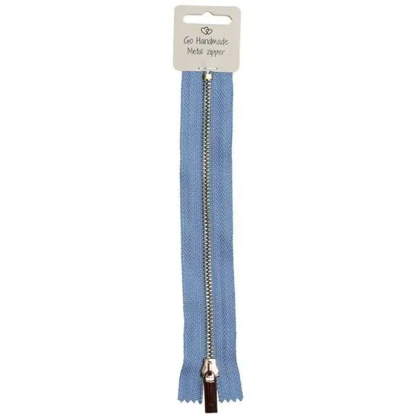Go Handmade Zipper Metal Blue 25 cm, Gold